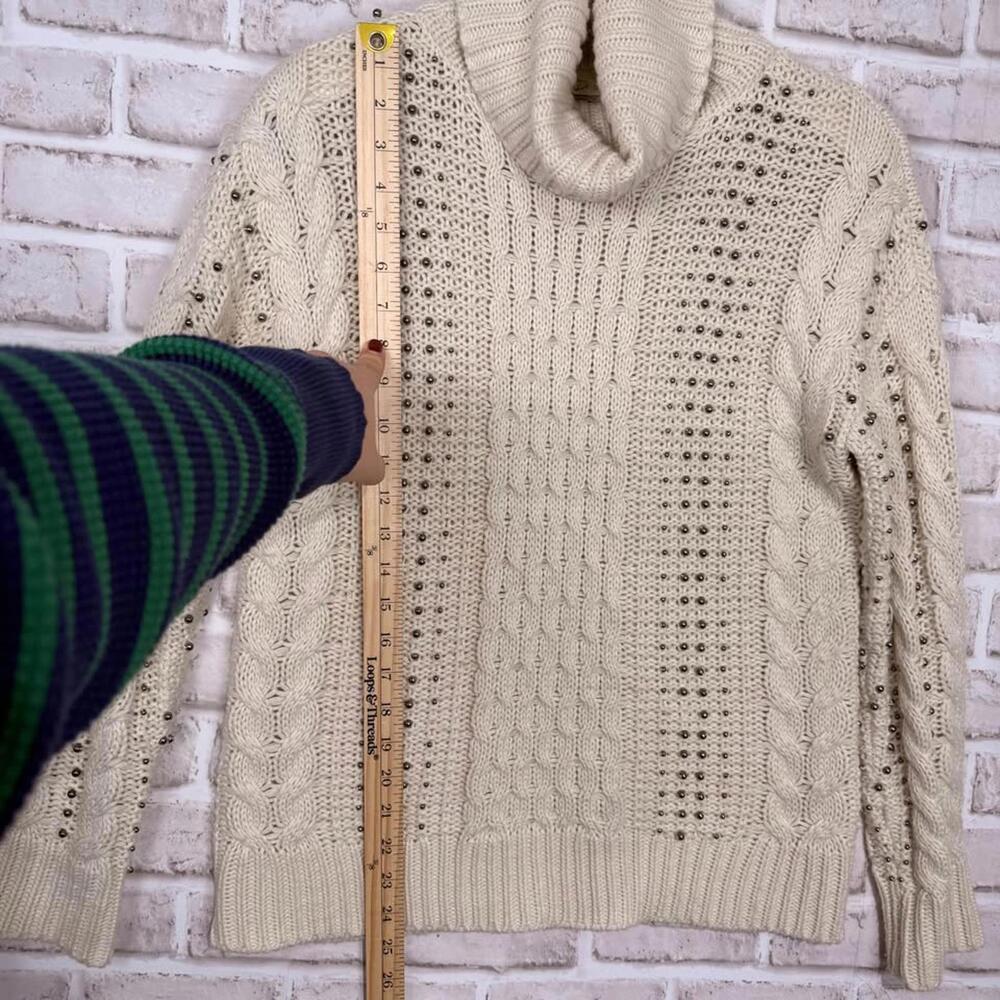 RD Style Women's Size S‎ Cable Knit Beaded Turtleneck Sweater Boutique Brand - Picture 5 of 8
